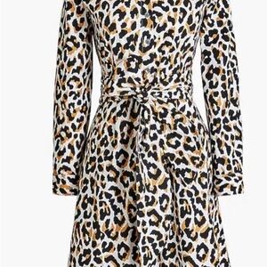 J. Crew Leopard tie-waist shirt-dress in cotton poplin_Size 6